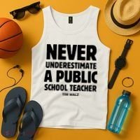 Harris Walz 2024 Never Underestimate A Public School Teacher Tank Top thumb 4