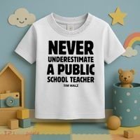 Harris Walz 2024 Never Underestimate A Public School Teacher Toddler T-Shirt thumb 3
