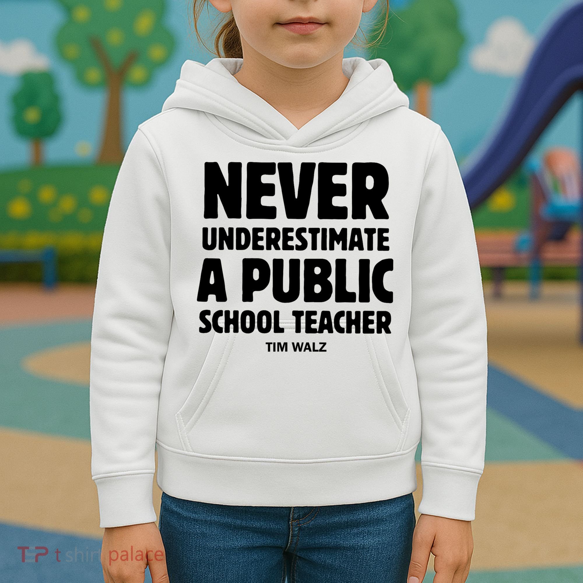 Harris Walz 2024 Never Underestimate A Public School Teacher Kids Hoodie