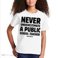 Harris Walz 2024 Never Underestimate A Public School Teacher Kids T-Shirt thumb 2