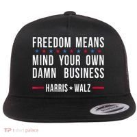Harris Walz 2024 Mind Your Own Damn Business Flat Bill Trucker Hat thumb 0