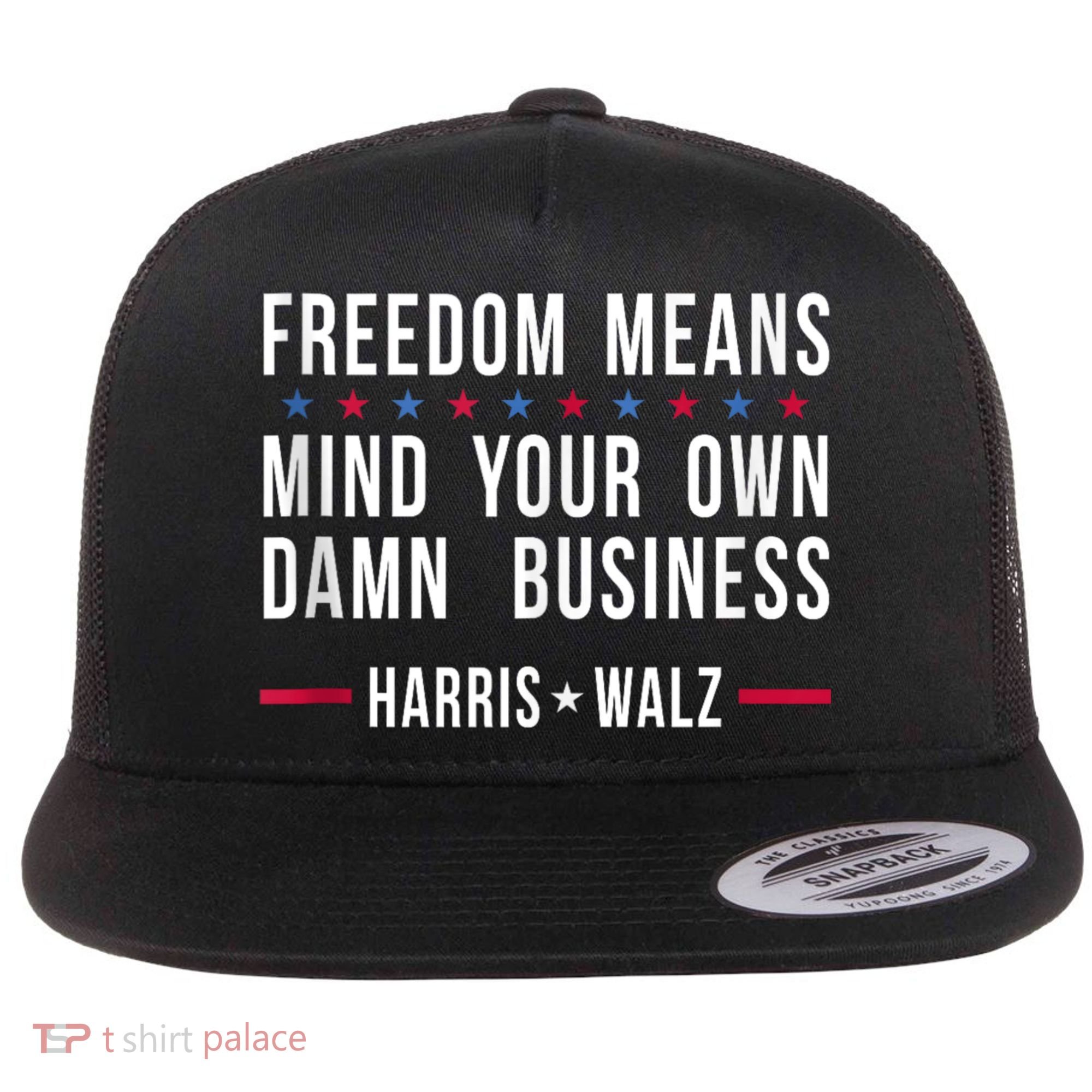 Harris Walz 2024 Mind Your Own Damn Business Flat Bill Trucker Hat