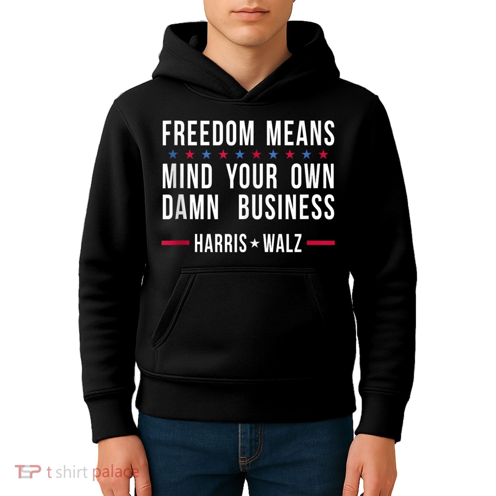 Harris Walz 2024 Mind Your Own Damn Business Kids Hoodie
