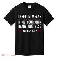 Harris Walz 2024 Mind Your Own Damn Business Kids T-Shirt thumb 0