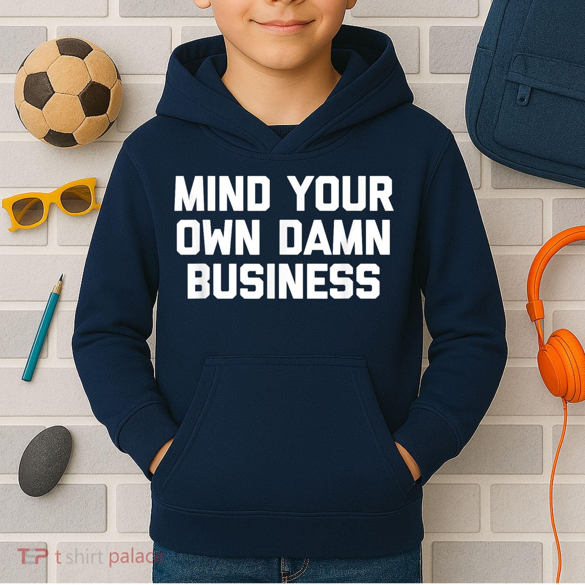 Harris Walz 2024 Mind Your Own Damn Business Kids Hoodie