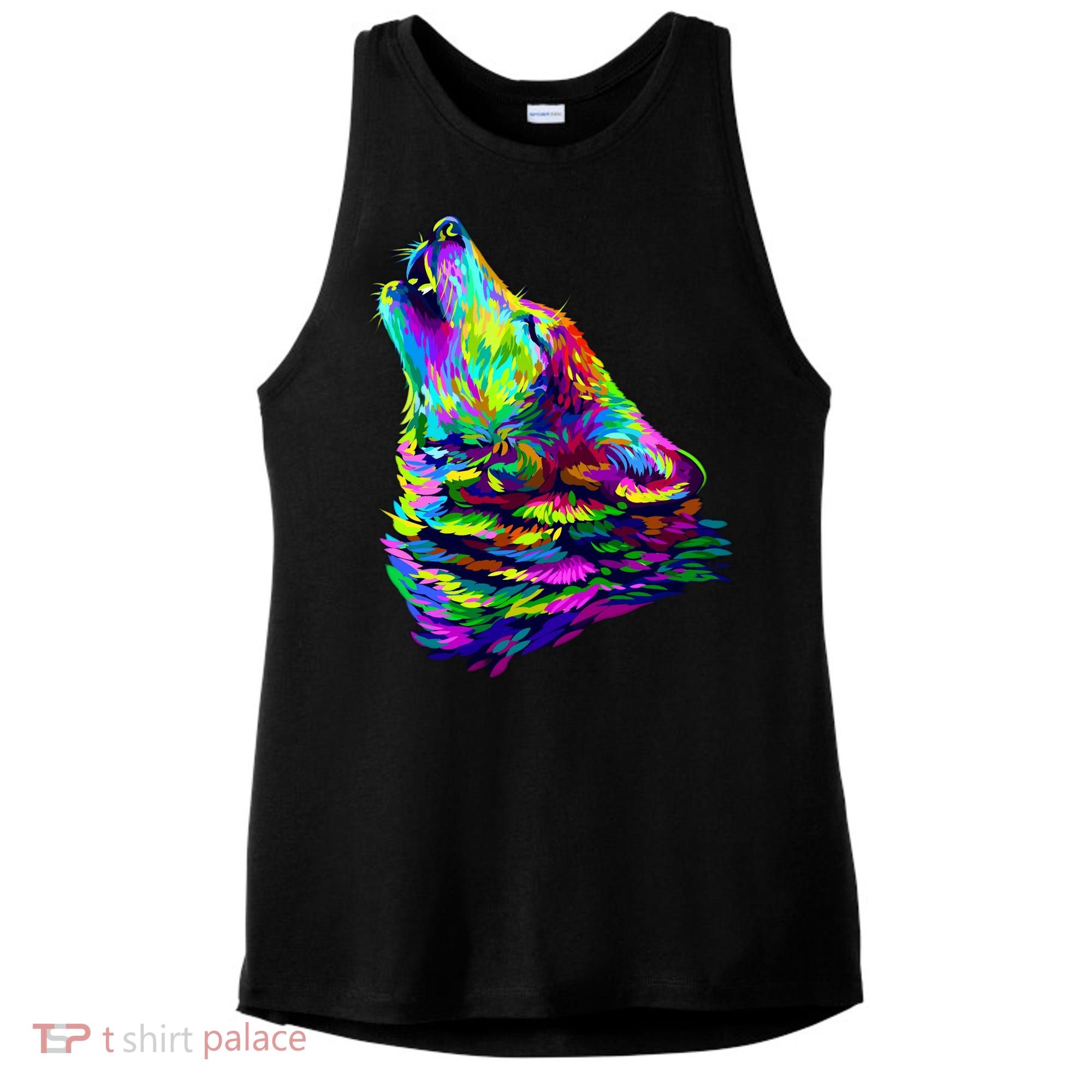 Howling Wolf Abstract Ladies PosiCharge Tri-Blend Wicking Tank