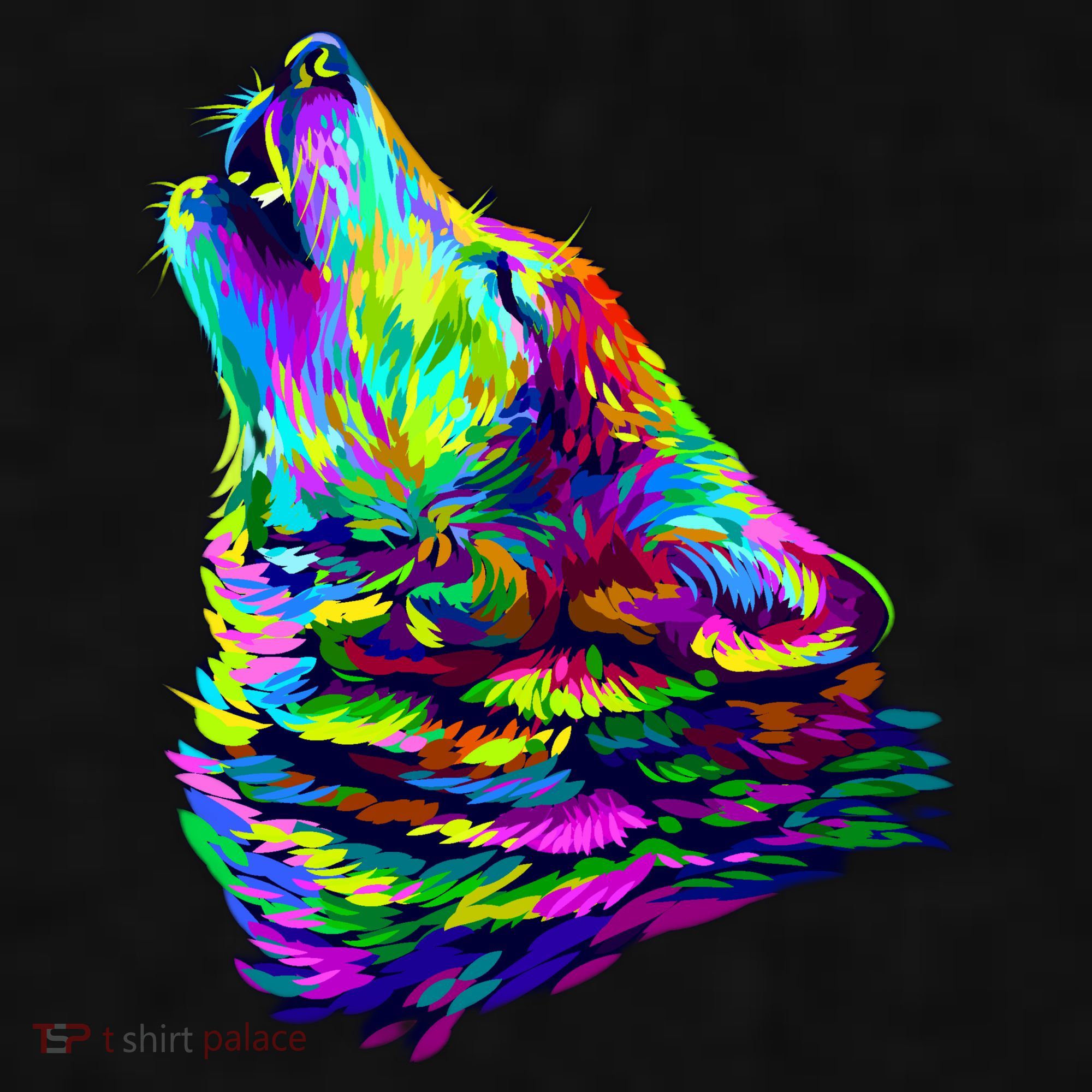 Howling Wolf Abstract Ladies PosiCharge Tri-Blend Wicking Tank