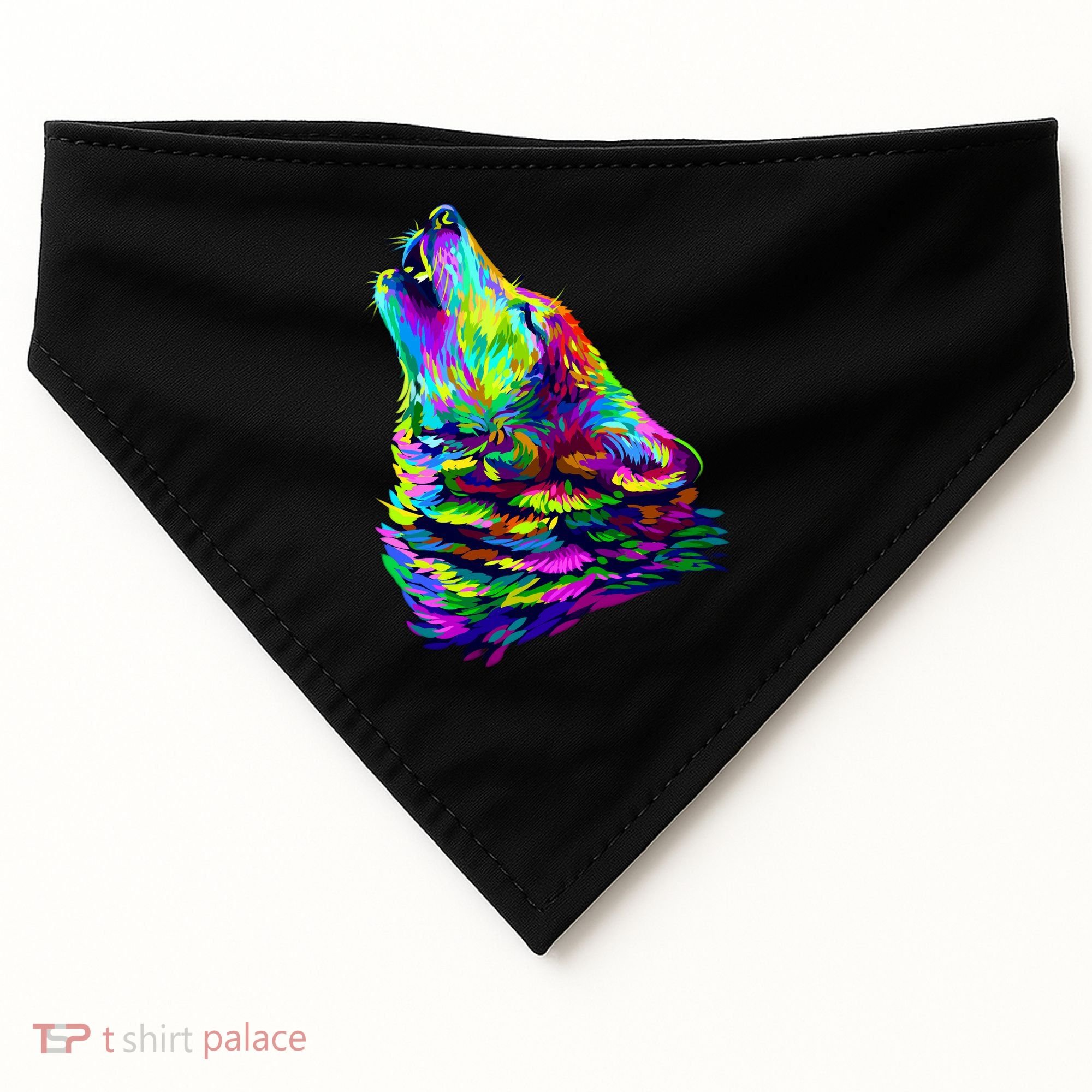 Howling Wolf Abstract USA-Made Doggie Bandana