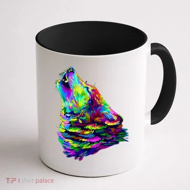 Howling Wolf Abstract Coffee Mug back