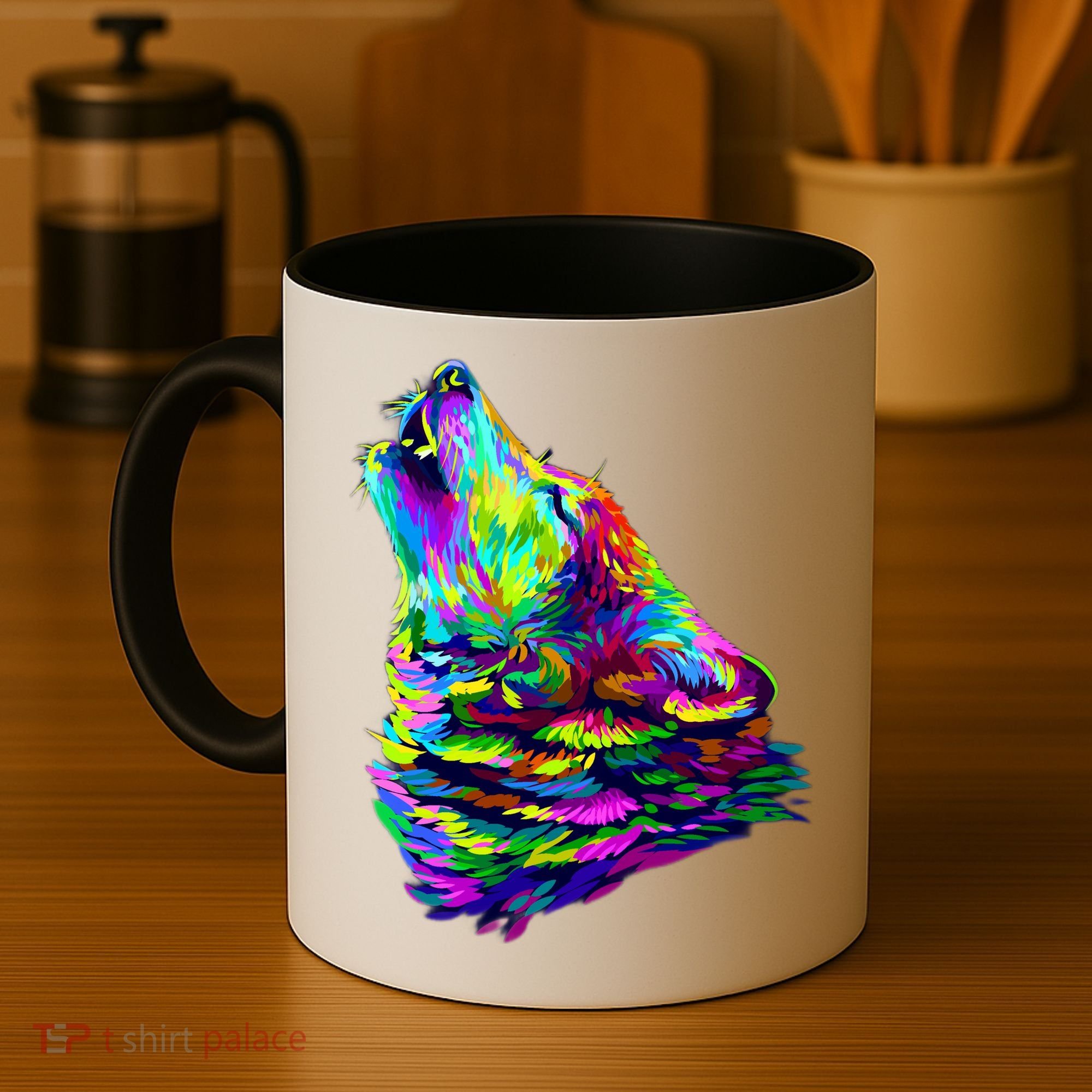 Howling Wolf Abstract Coffee Mug