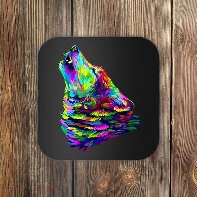Howling Wolf Abstract Coaster