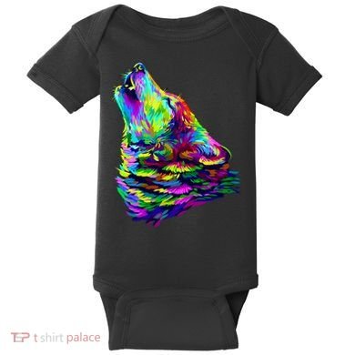 Howling Wolf Abstract Baby Bodysuit