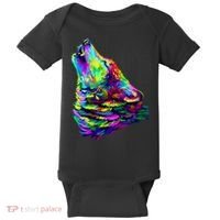 Howling Wolf Abstract Baby Bodysuit thumb 0