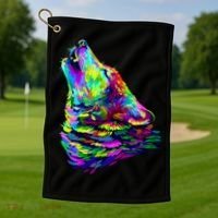 Howling Wolf Abstract Golf Towel thumb 1