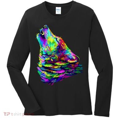 Howling Wolf Abstract Women's Long Sleeve Shirt