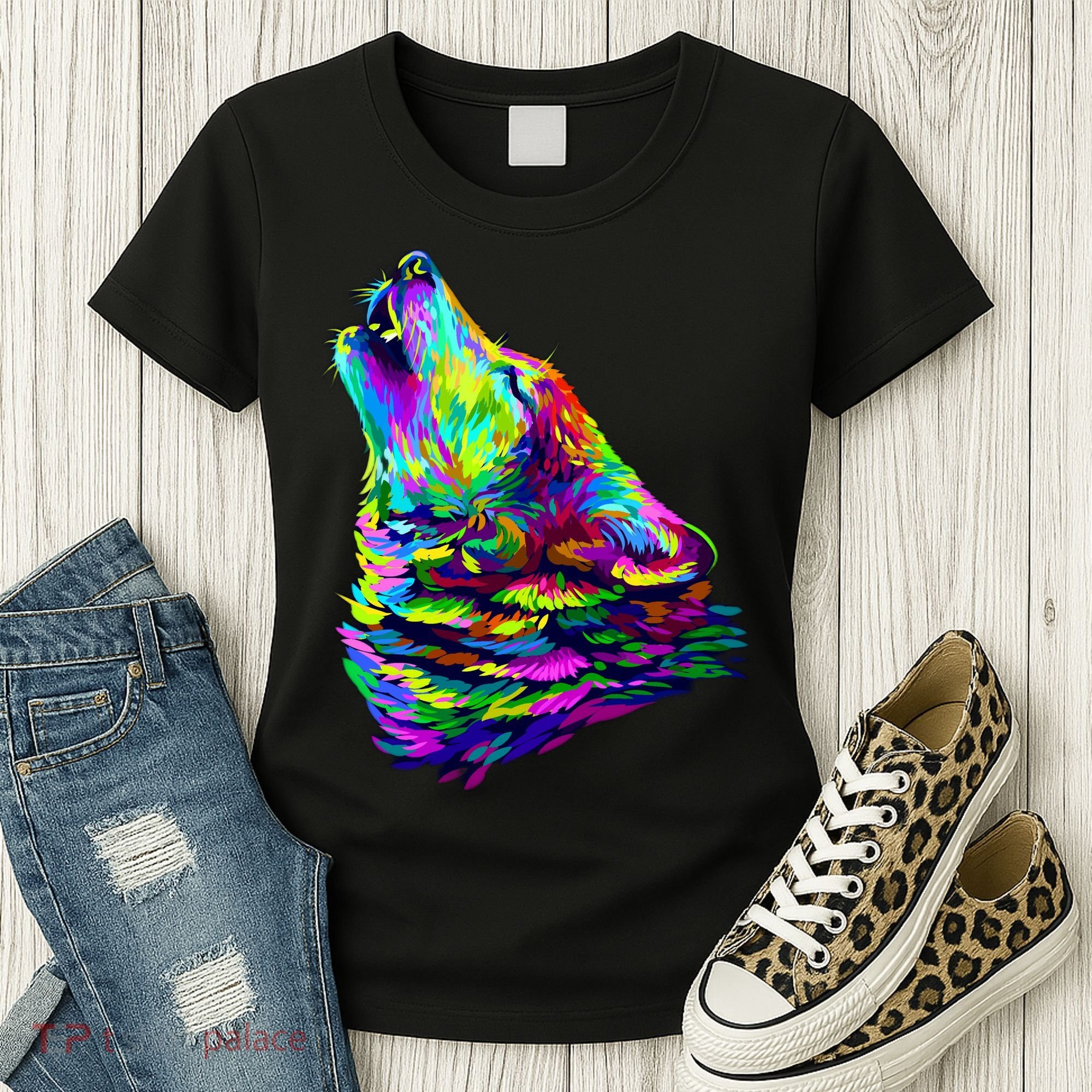 Howling Wolf Abstract Women's T-Shirt