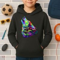 Howling Wolf Abstract Kids Hoodie thumb 2