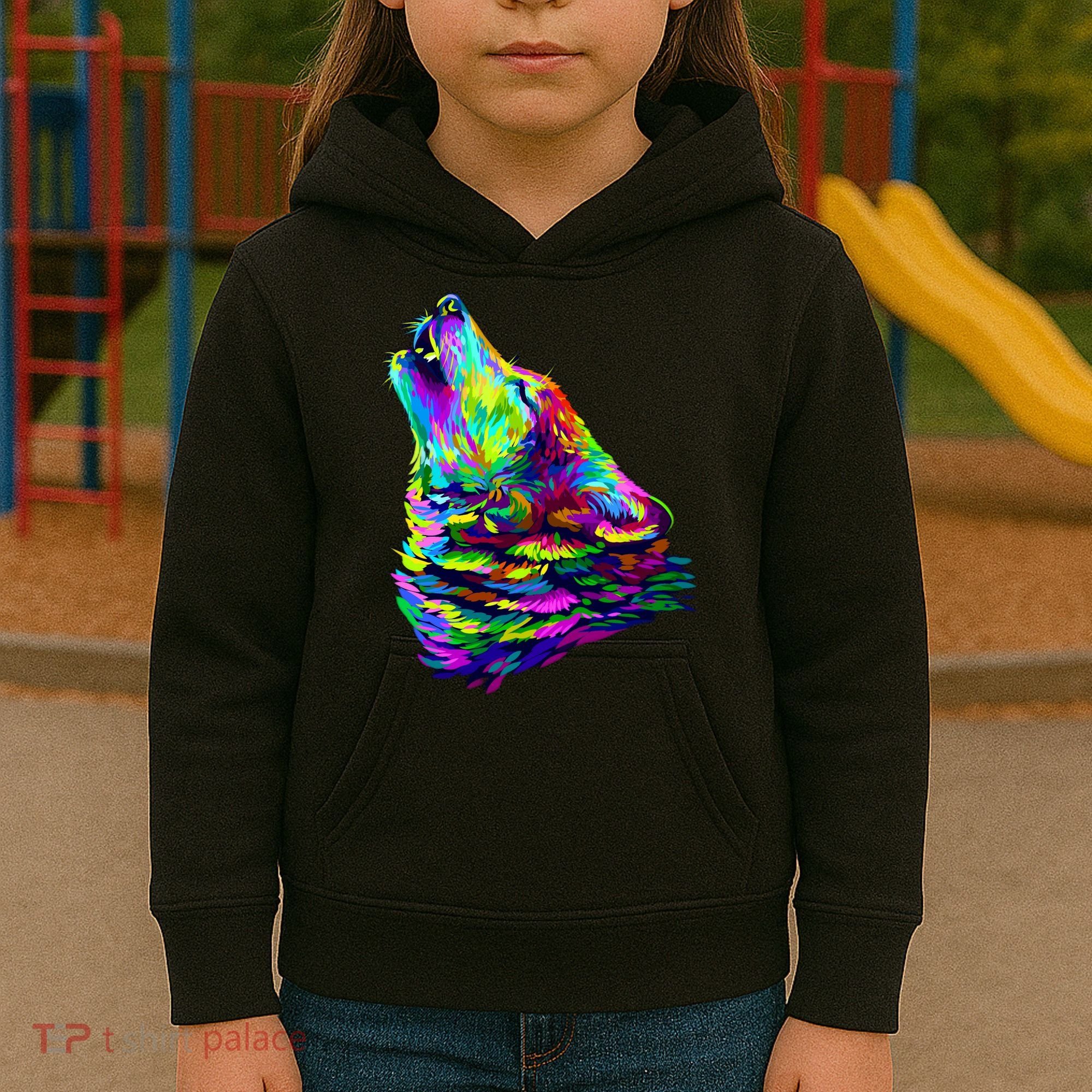 Howling Wolf Abstract Kids Hoodie