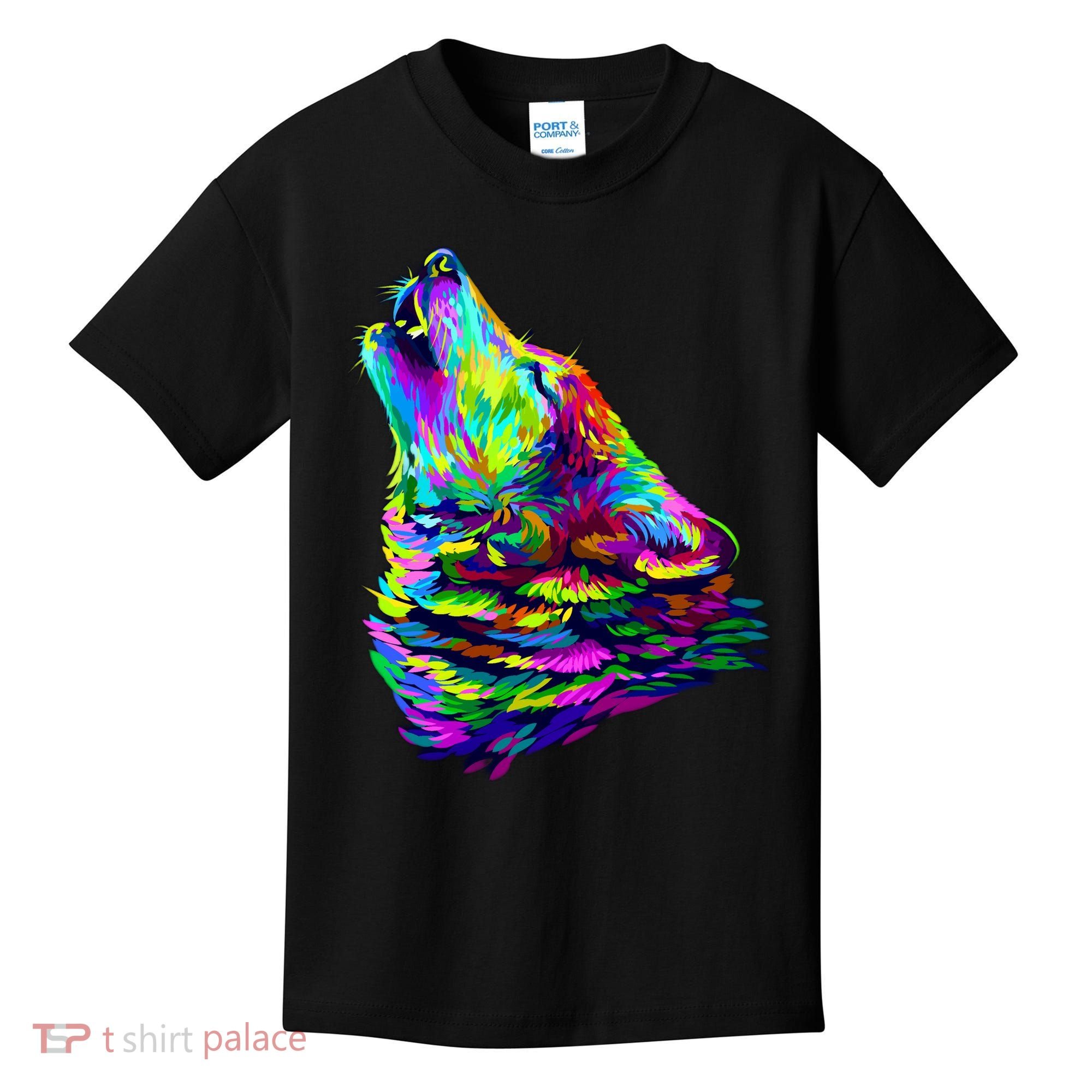 Howling Wolf Abstract Kids T-Shirt