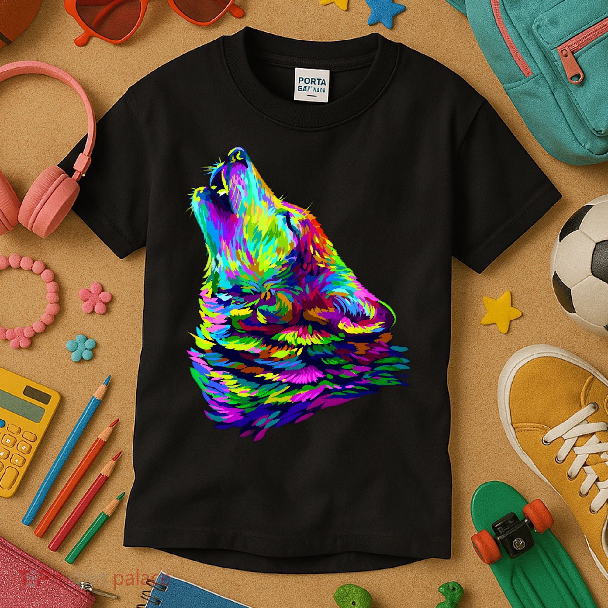 Howling Wolf Abstract Kids T-Shirt