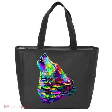 Howling Wolf Abstract Tote Bag