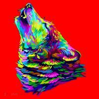 Howling Wolf Abstract Santa Hat thumb 1