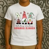 Holiday Wishes And Gnomie Kisses Xmas Christmas Gnome T-Shirt thumb 3