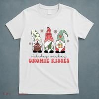 Holiday Wishes And Gnomie Kisses Xmas Christmas Gnome T-Shirt thumb 5