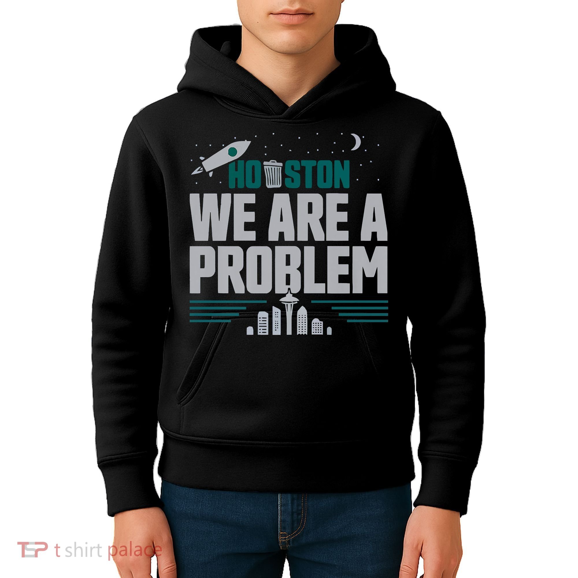 Houston We Are A Problem Baseball Seattle Sports Fan Gear Kids Hoodie