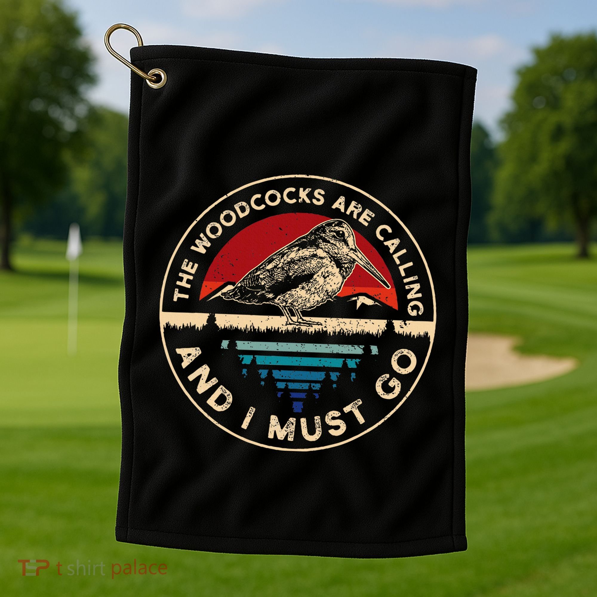 Hunting Woodcock Bird Retro Funny Phone Calls Hunter Golf Towel