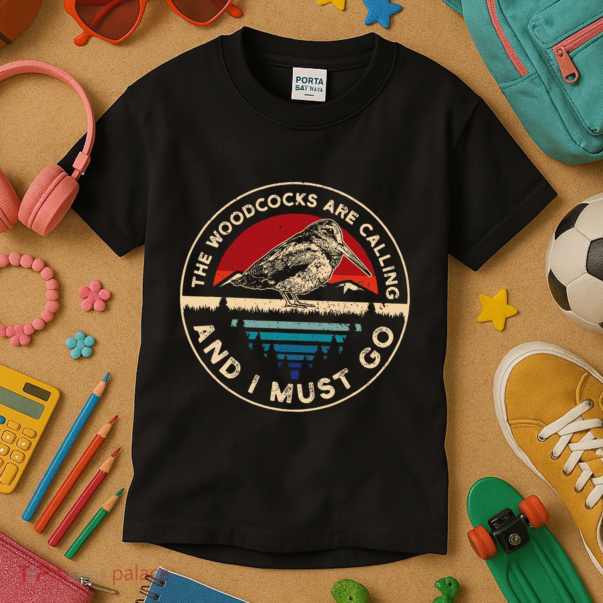 Hunting Woodcock Bird Retro Funny Phone Calls Hunter Kids T-Shirt