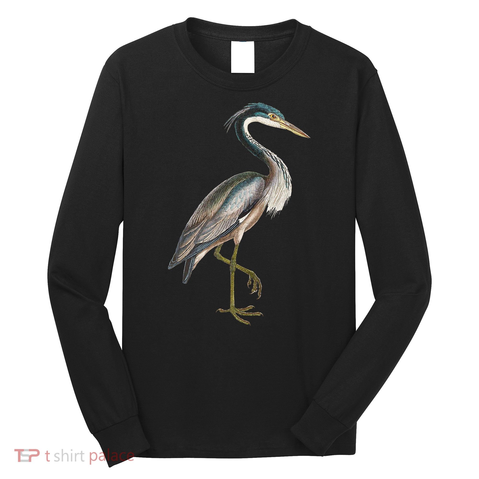 Heron Water Bird Lover Blue Heron Coastal Birds Long Sleeve Shirt