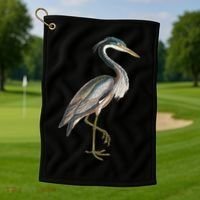 Heron Water Bird Lover Blue Heron Coastal Birds Golf Towel thumb 1