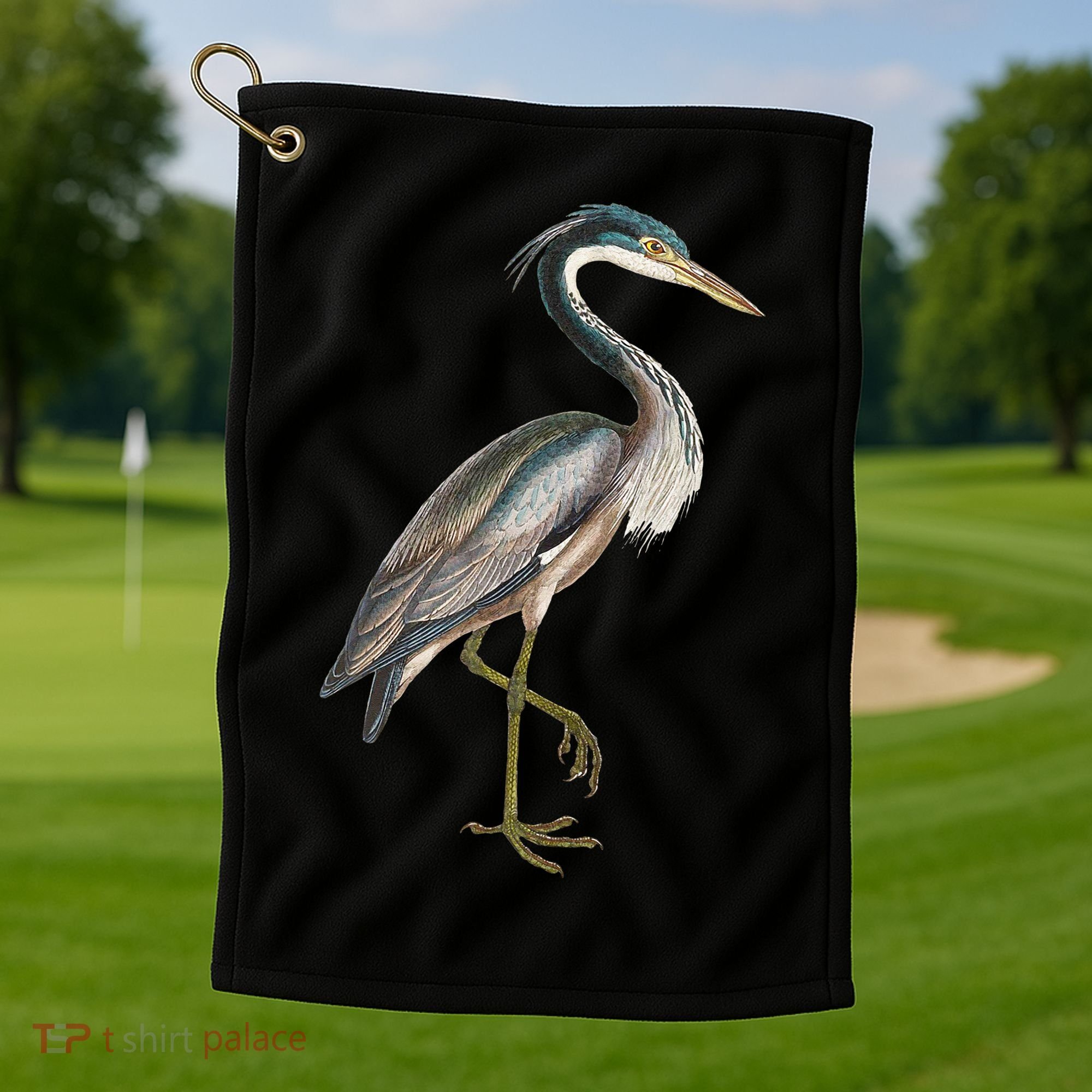 Heron Water Bird Lover Blue Heron Coastal Birds Golf Towel