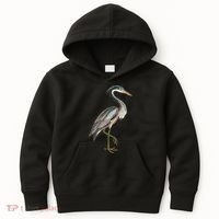 Heron Water Bird Lover Blue Heron Coastal Birds Kids Hoodie thumb 0