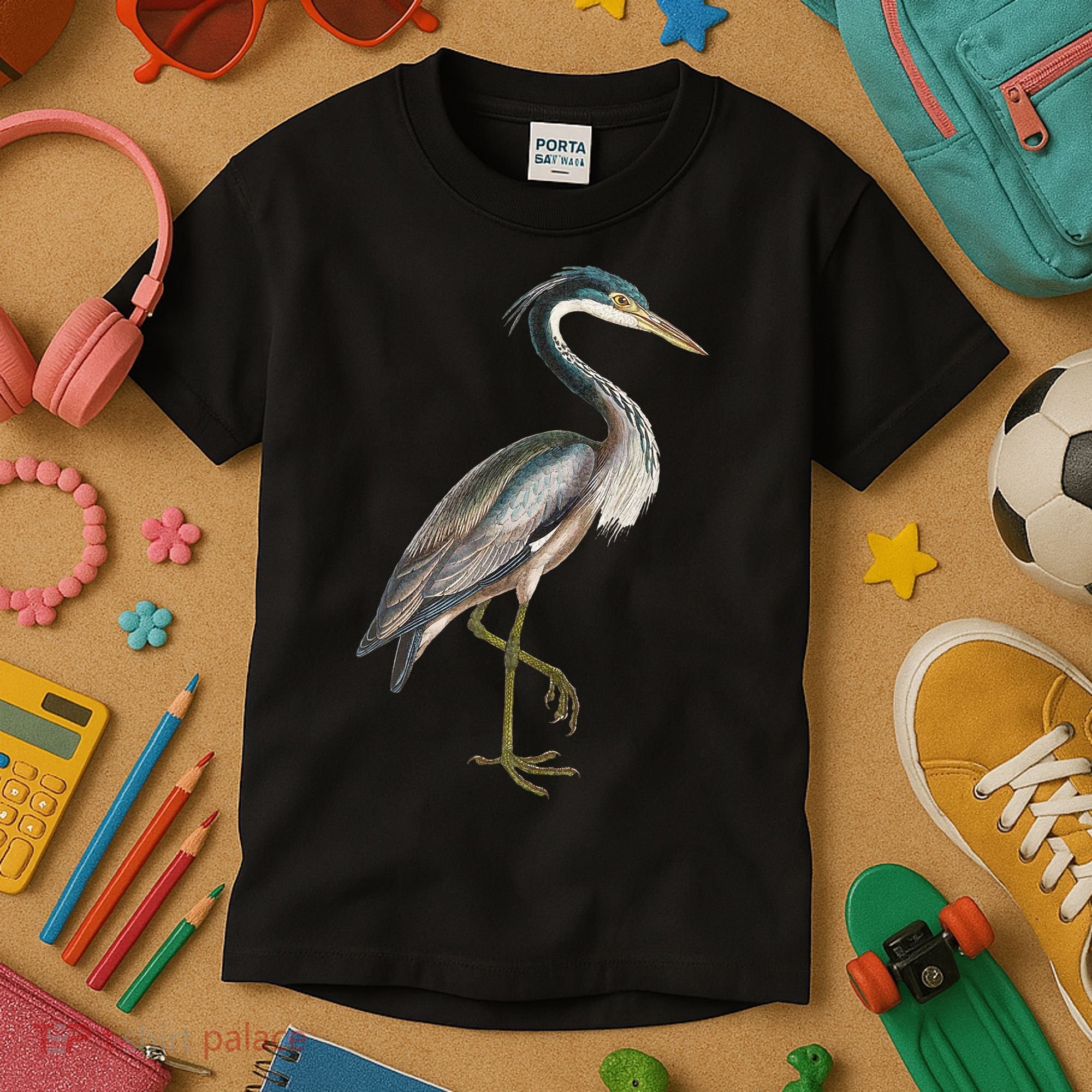 Heron Water Bird Lover Blue Heron Coastal Birds Kids T-Shirt