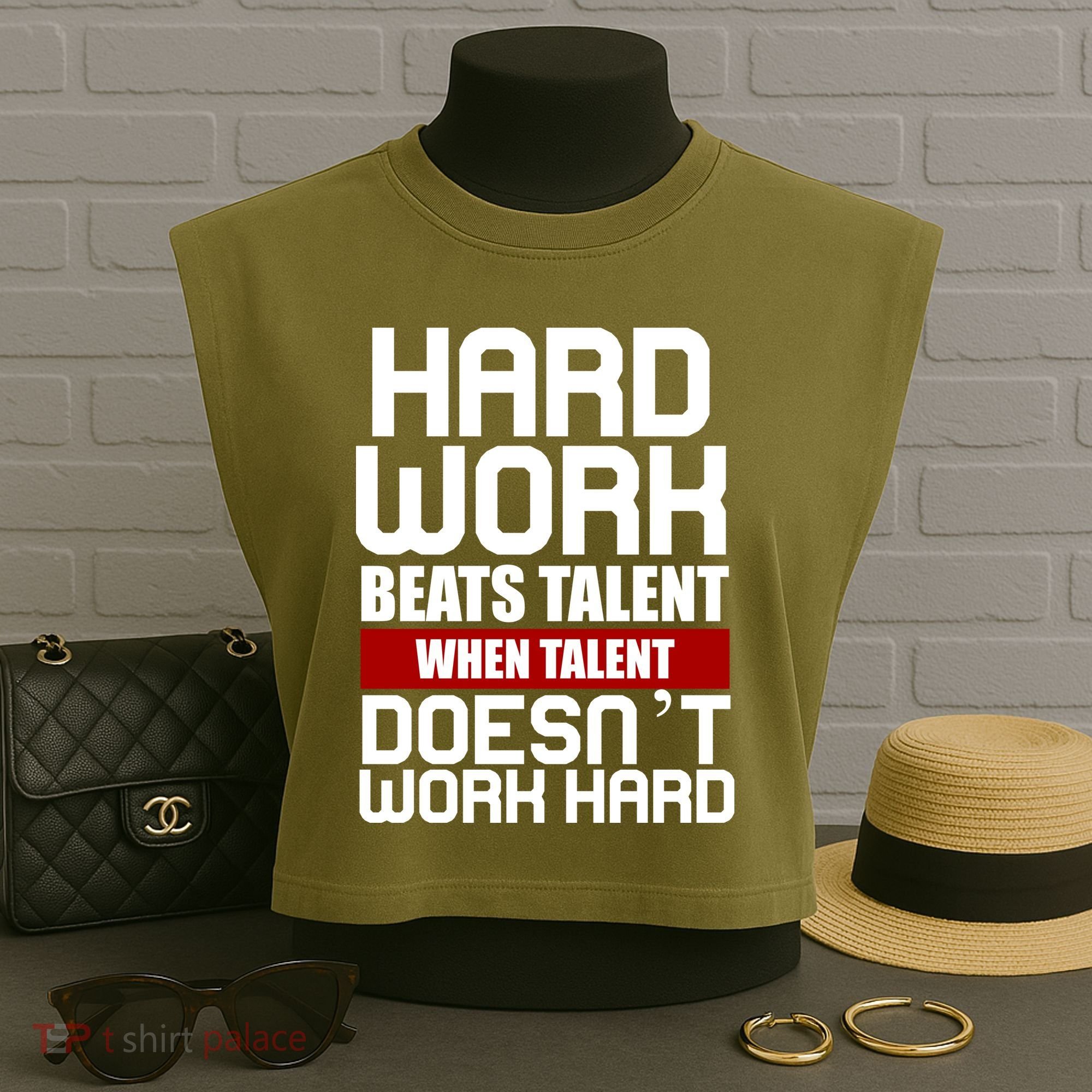 Hard Work Beats Talent When Talent Doesn't Work Hard Garment-Dyed Women's Muscle Tee