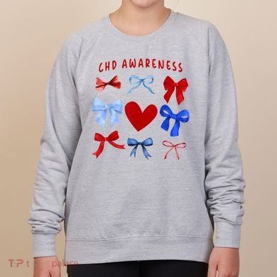 Heart Warrior Chd Awareness Heart Disease Coquette Bow Women's Sweatshirt