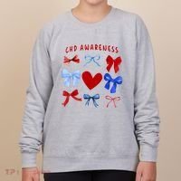 Heart Warrior Chd Awareness Heart Disease Coquette Bow Women's Sweatshirt thumb 0