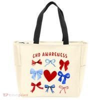 Heart Warrior Chd Awareness Heart Disease Coquette Bow Tote Bag thumb 0