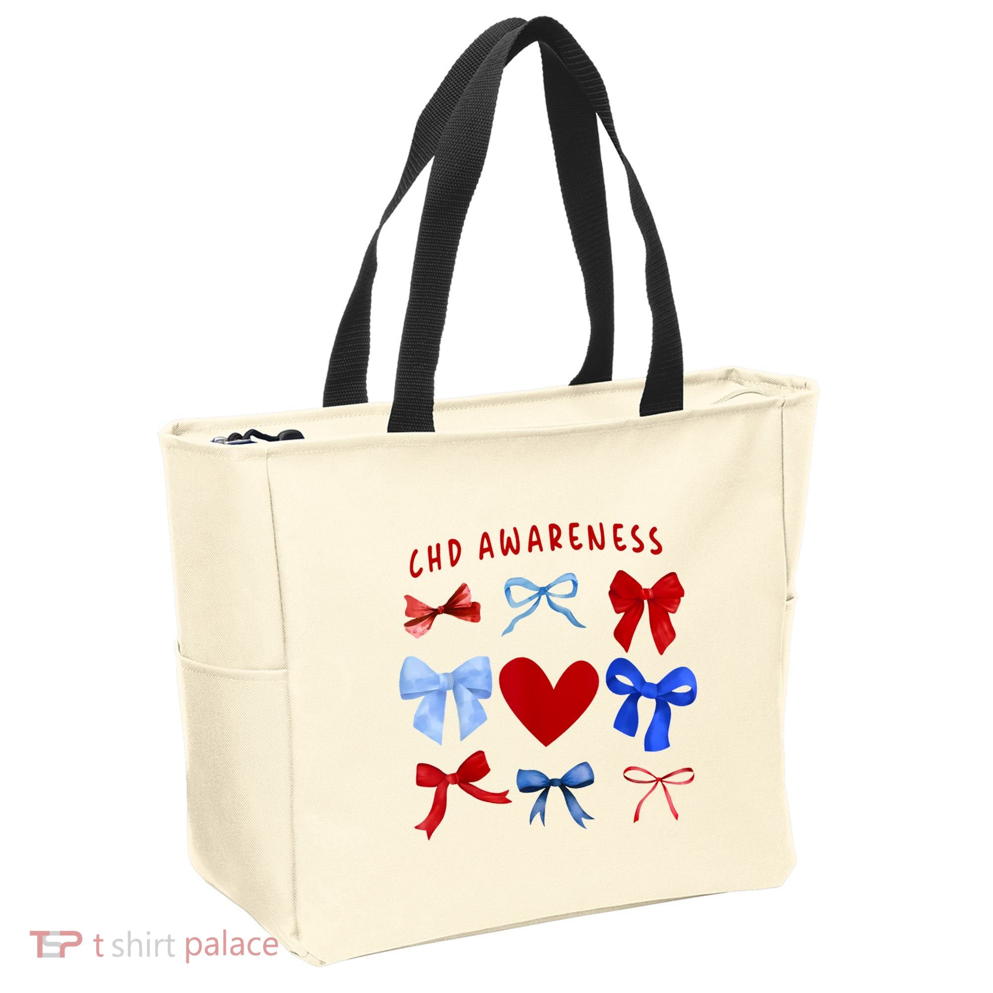 Heart Warrior Chd Awareness Heart Disease Coquette Bow Tote Bag