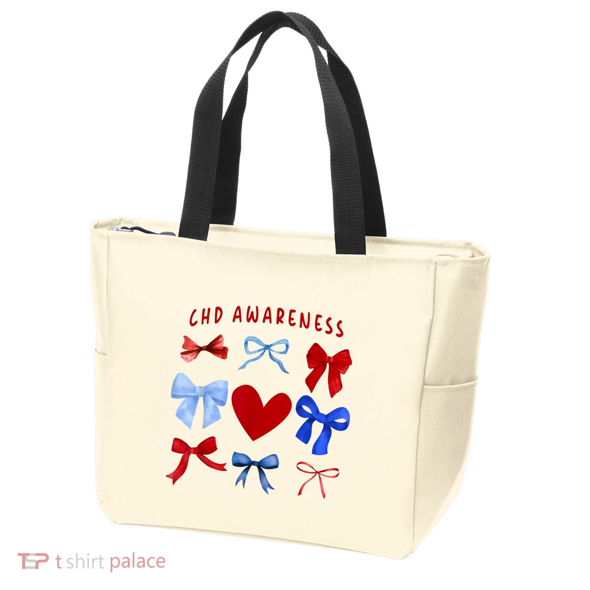 Heart Warrior Chd Awareness Heart Disease Coquette Bow Tote Bag