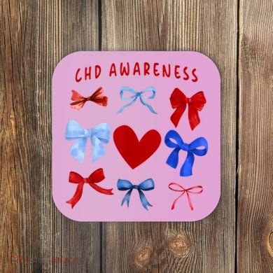 Heart Warrior Chd Awareness Heart Disease Coquette Bow Coaster