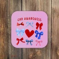 Heart Warrior Chd Awareness Heart Disease Coquette Bow Coaster thumb 0
