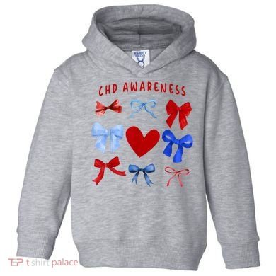 Heart Warrior Chd Awareness Heart Disease Coquette Bow Toddler Hoodie