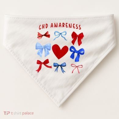 Heart Warrior Chd Awareness Heart Disease Coquette Bow USA-Made Doggie Bandana