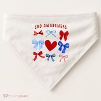 Heart Warrior Chd Awareness Heart Disease Coquette Bow USA-Made Doggie Bandana thumb 0
