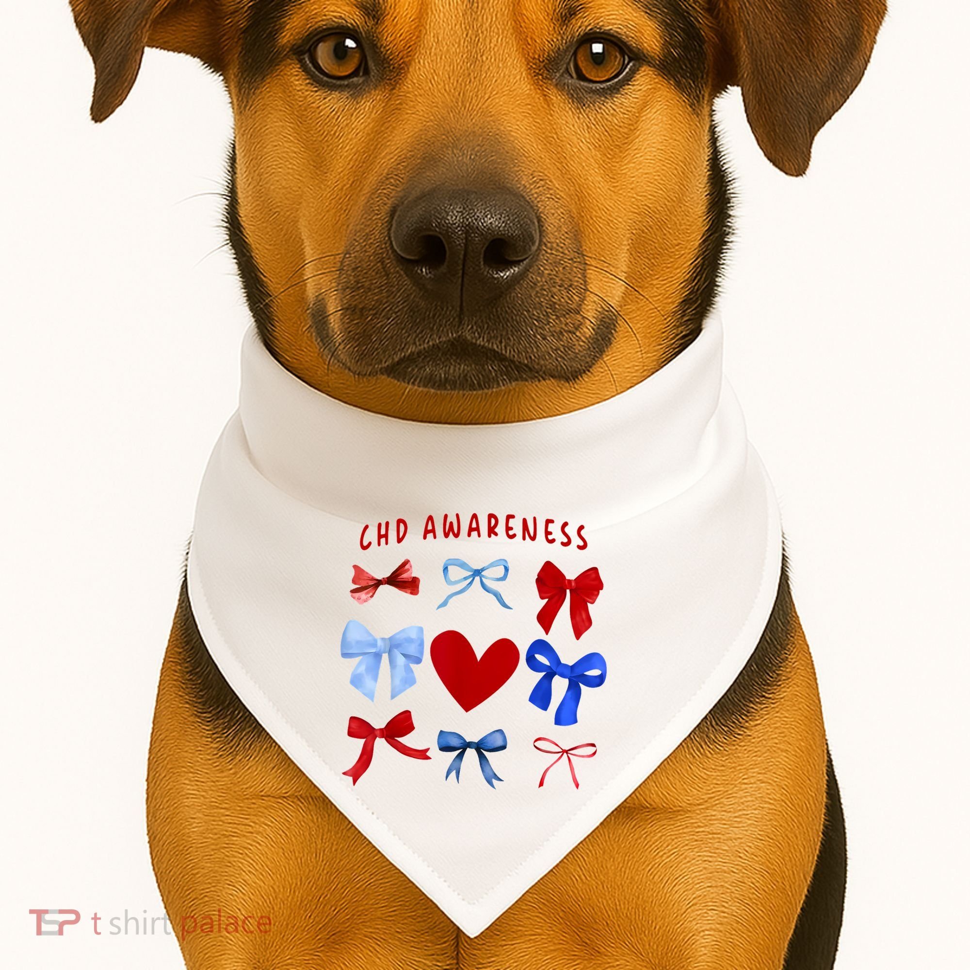 Heart Warrior Chd Awareness Heart Disease Coquette Bow USA-Made Doggie Bandana