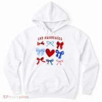 Heart Warrior Chd Awareness Heart Disease Coquette Bow Hoodie thumb 0