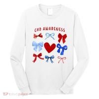 Heart Warrior Chd Awareness Heart Disease Coquette Bow Long Sleeve Shirt thumb 0